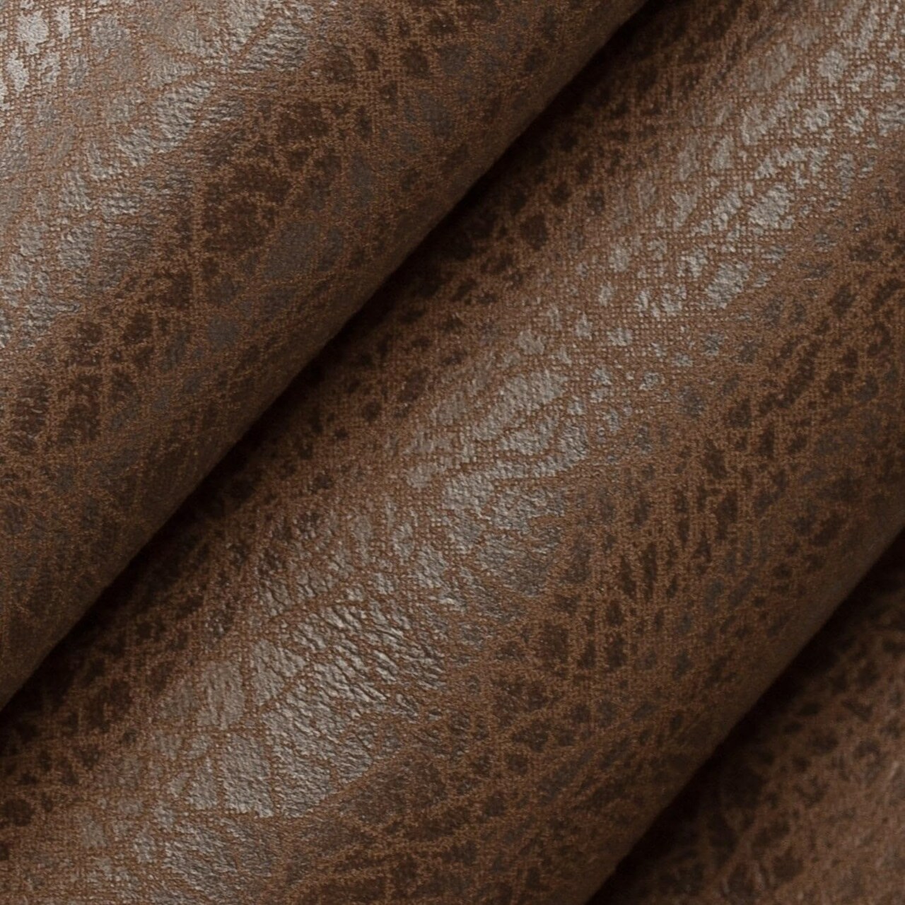 Brown Performance Grade Vinyl Plain Solid Upholstery Fabric by The Yard - SKU: Massimo Hickory